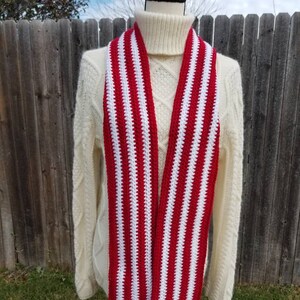 Red/White Crochet Scarf image 1