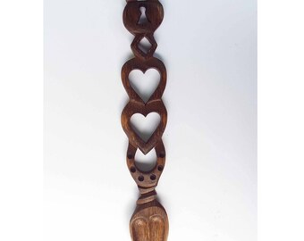 Hand Crafted Welsh Love Spoon 9J Dark