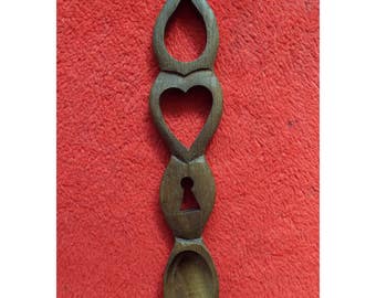 Hand Crafted Welsh Love Spoon 8B Dark