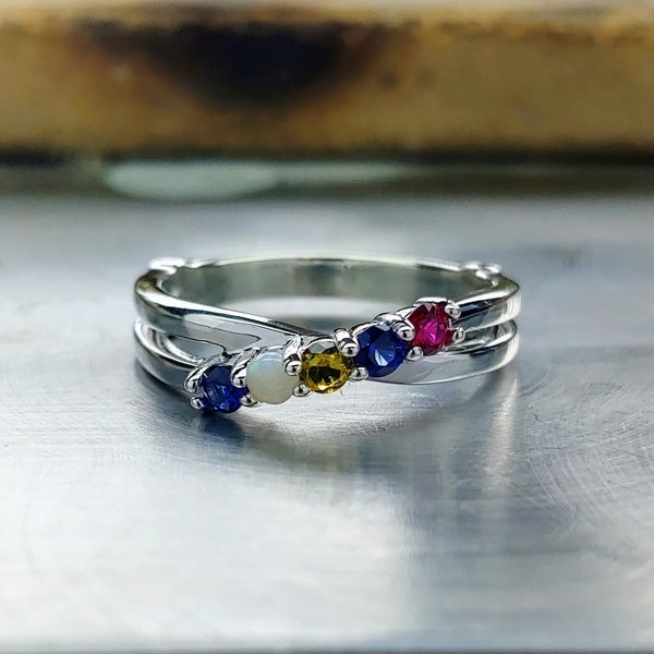 Mothers ring. Birthstone ring. Family jewelry. Personalized mothers ring. Mothers day gift. 6 stone. 5 stone. 4 stone. 2 stone. 3 stone.