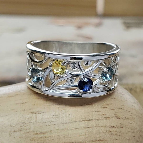 Mothers ring. Birthstone ring. Family jewelry. Personalized mothers ring. Mothers day gift. 5 stone. 4 stone. 2 stone. 3 stone. Unique