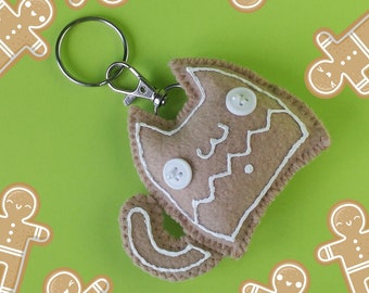 Kawaii Christmas Gingerbread Cookie Cat Plush Keychain & Food Bag Charm, Kawaii Cookie Keychain, Kawaii Food Bag Charm Accessories