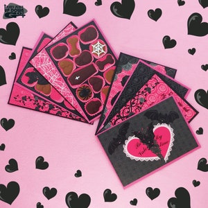 Goth Valentines Day Postcard Super Set (set of 8 cards + envelopes)