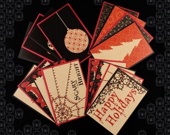 Goth Christmas Quotes & Cameos Postcards Ultimate Set (set of 16 cards), kraft edition