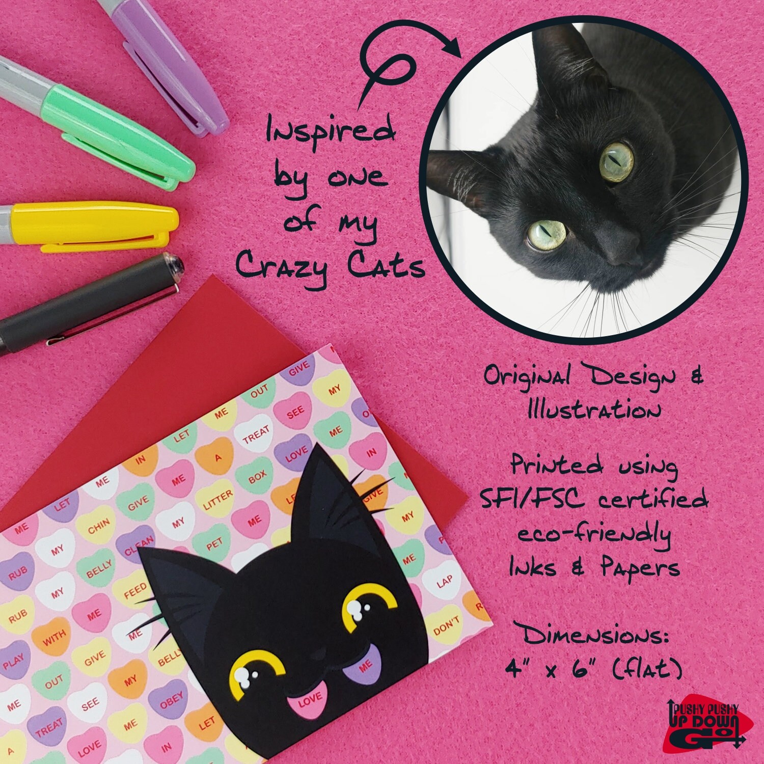 Funny Cat Candy Hearts Valentines Day Postcards set of 4 Etsy