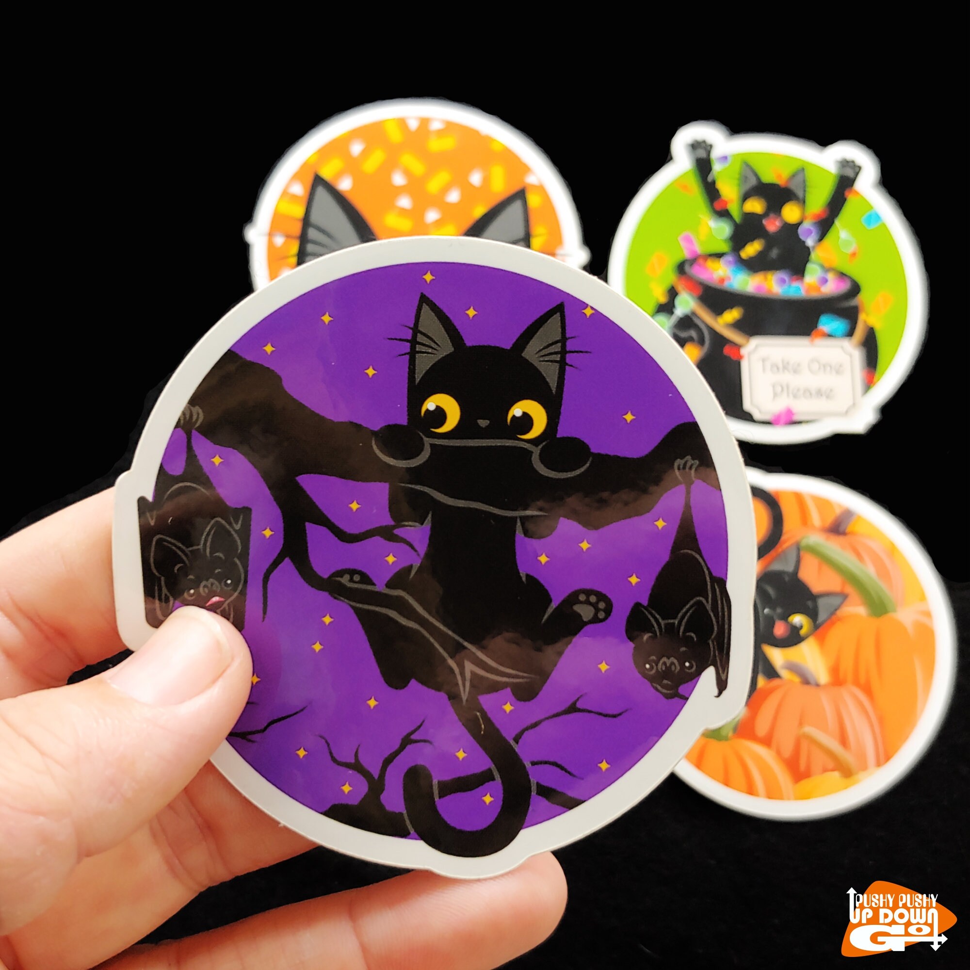 Halloween Black Cat Vinyl Stickers (set of 4) - Approx. 3" X 3" Each - Etsy