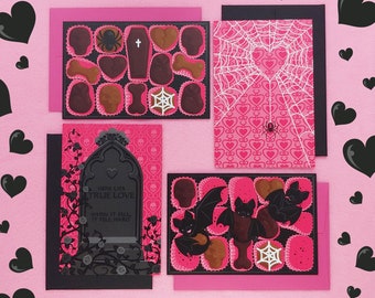 Goth Valentines Day Postcards (set of 4 cards + envelopes), mixed set style B