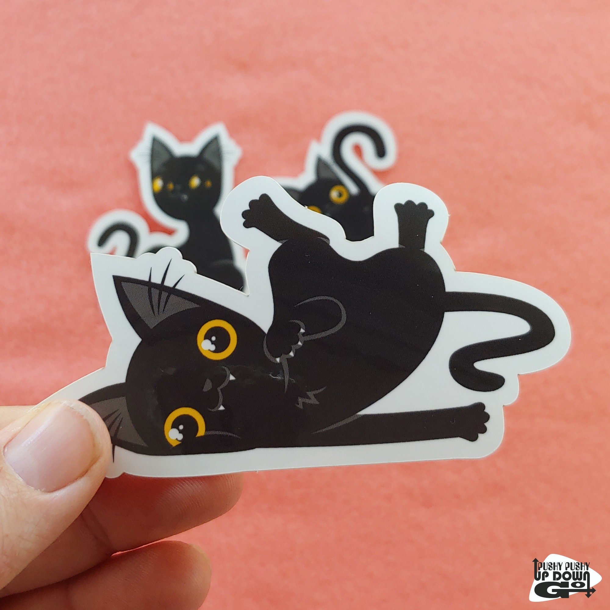 Funny Black Cat Vinyl Stickers (set of 3) - Various Sizes (approx. 2.25 ...