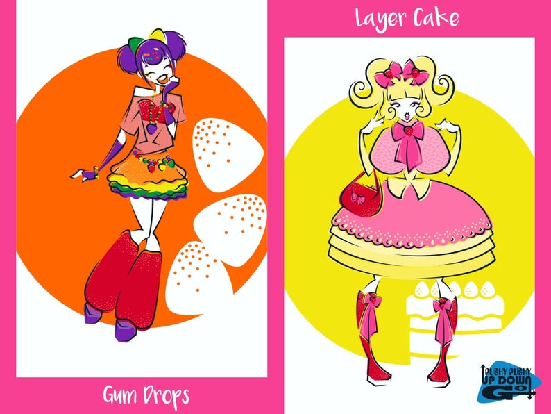 Fashion Illustration Art Prints and Postcards Harajuku Desserts Kawaii Fashion Postcard Art Print Set Dessert Illustration Wall Art