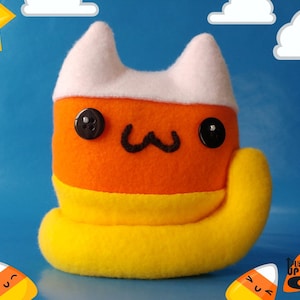 Kawaii Candy Corn Cat Food Plushie, Cute Stuffed Candy Corn Cat, Kawaii Candy Plush Gifts