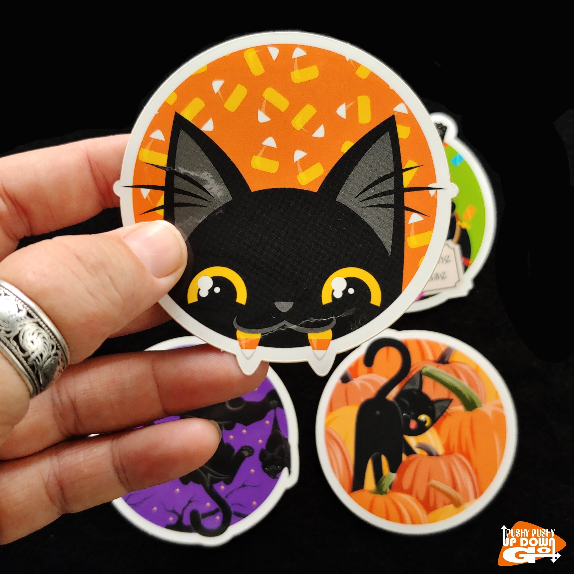 Halloween Black Cat Vinyl Stickers (set of 4) - Approx. 3" X 3" Each - Etsy