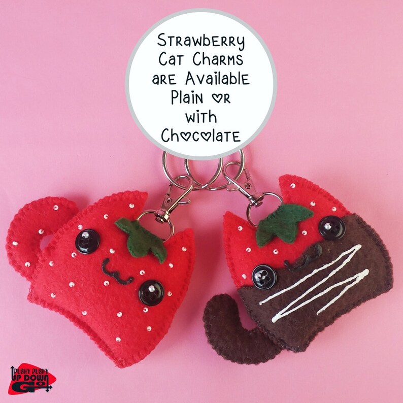 Kawaii Strawberry Cat Plush Keychain & Fruit Bag Charm Kawaii Etsy