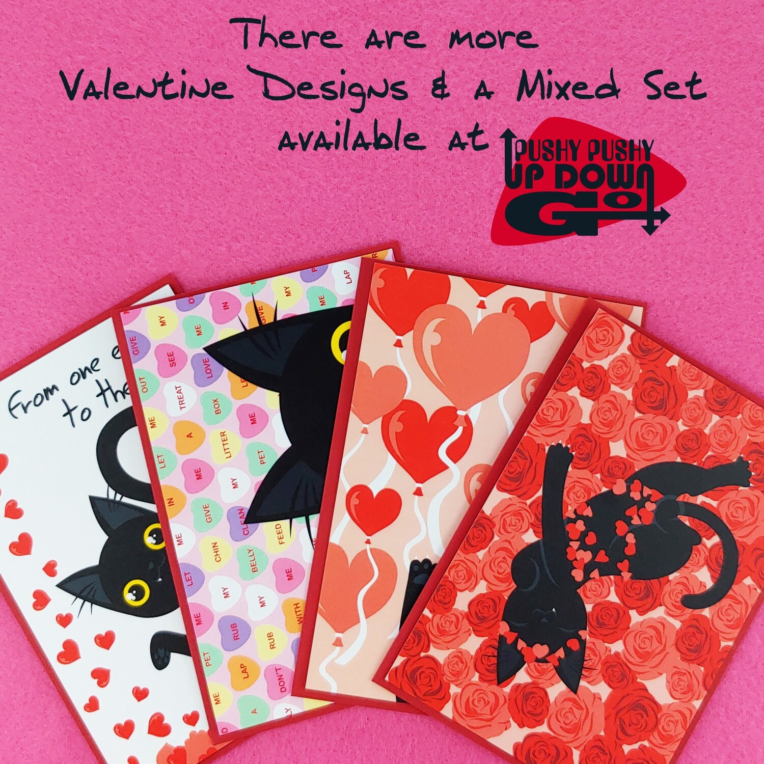 Funny Cat Candy Hearts Valentines Day Postcards set of 4 Etsy