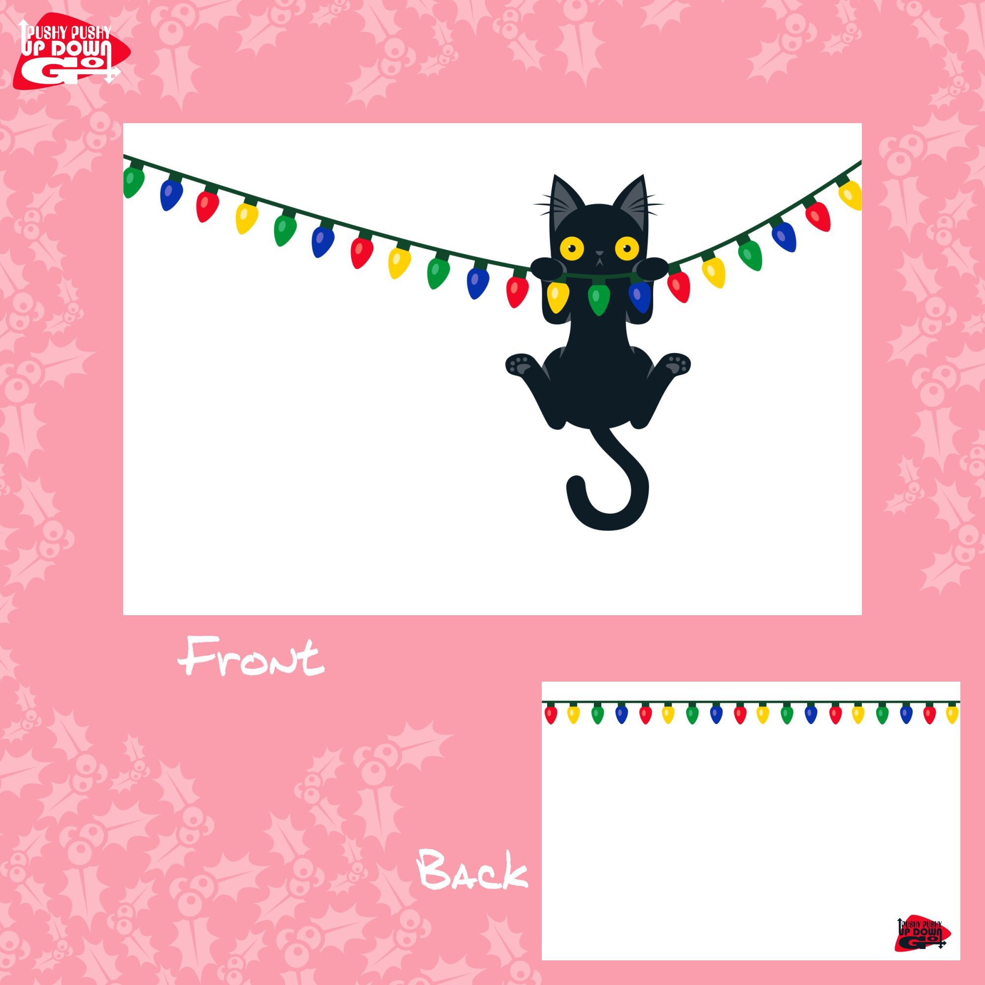 Funny Black Cat Christmas Light Chaos Holiday Postcards (set of 4 Cards ...