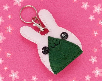 Kawaii Sakura Mochi Bunny Plush Keychain & Bag Charm - 3.75" tall x 3" wide