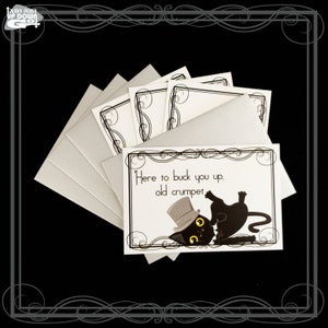Dapper Black Cat Plummy Greetings Postcards (set of 4 cards + envelopes) - style A
