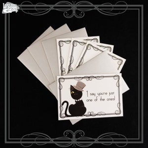 Dapper Black Cat Plummy Congratulations Postcards (set of 4 cards + envelopes) - style C