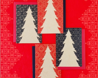 Goth Christmas Tree Silhouette Postcards (set of 4 cards), kraft edition