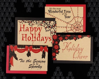 Goth Christmas Quotes Postcards (set of 4 cards), style A