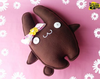 Cute Kawaii Chocolate Brown Easter Bunny Rabbit Plushie with Bow, Cute Kawaii Stuffed Bunny Rabbit Doll, Kawaii Bunny Rabbit Pillow