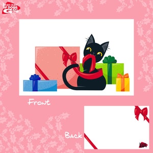 Classic Funny Black Cat Christmas Holiday Postcards (set of 4 Cards ...
