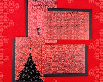 Goth Christmas Spider Postcards (set of 4 cards)