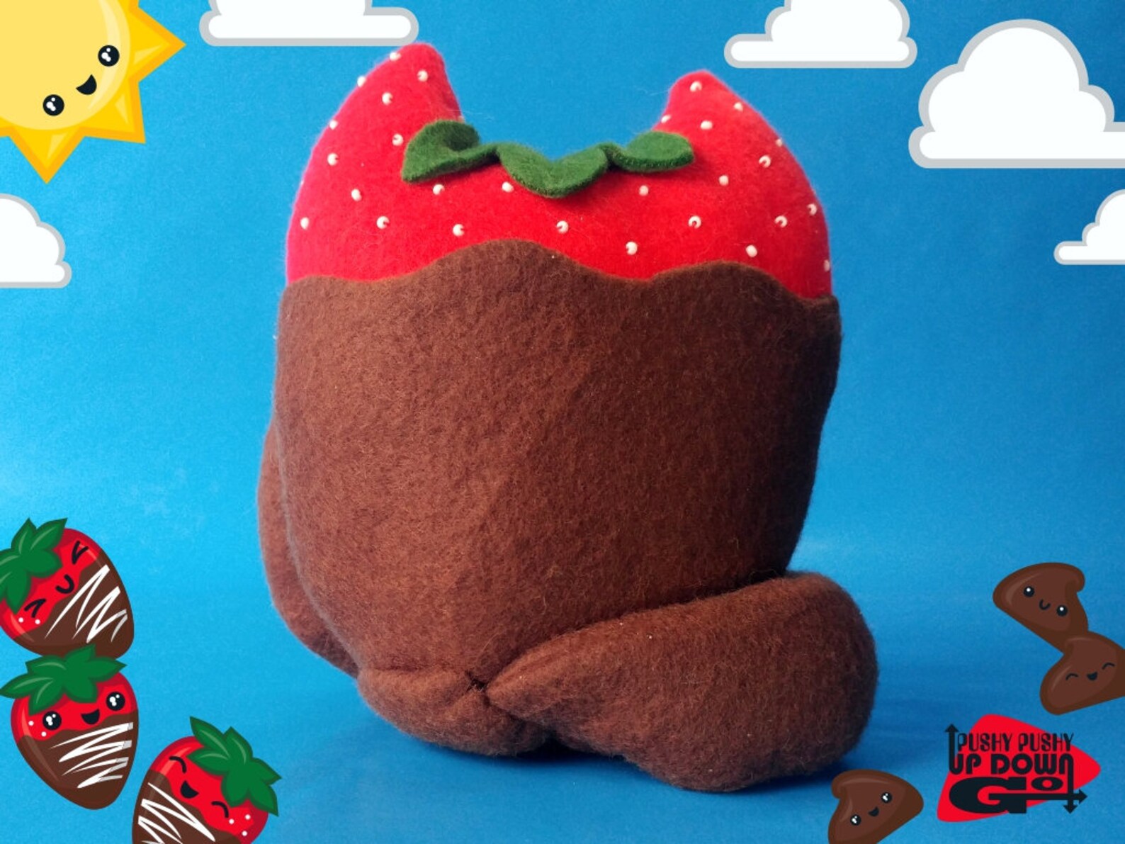 Kawaii Chocolate Strawberry Cat Food Plushie Cute Stuffed Etsy