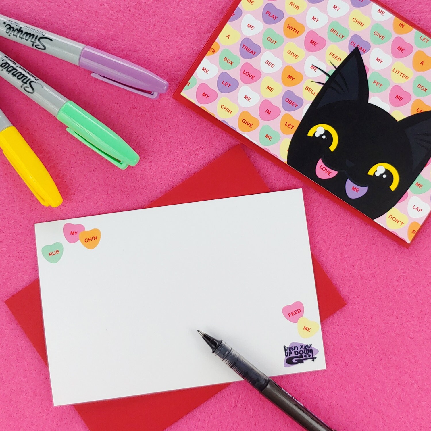 Funny Cat Candy Hearts Valentines Day Postcards set of 4 Etsy