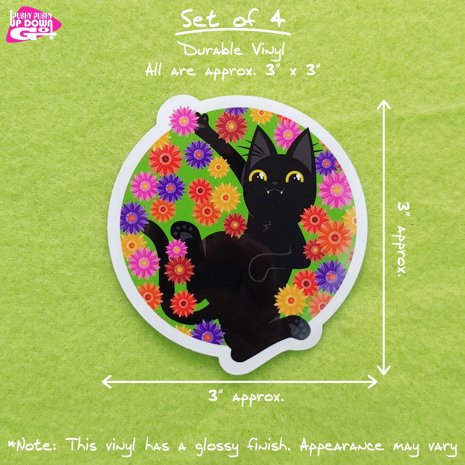Funny Black Cat Spring Flower Postcards matching Vinyl | Etsy