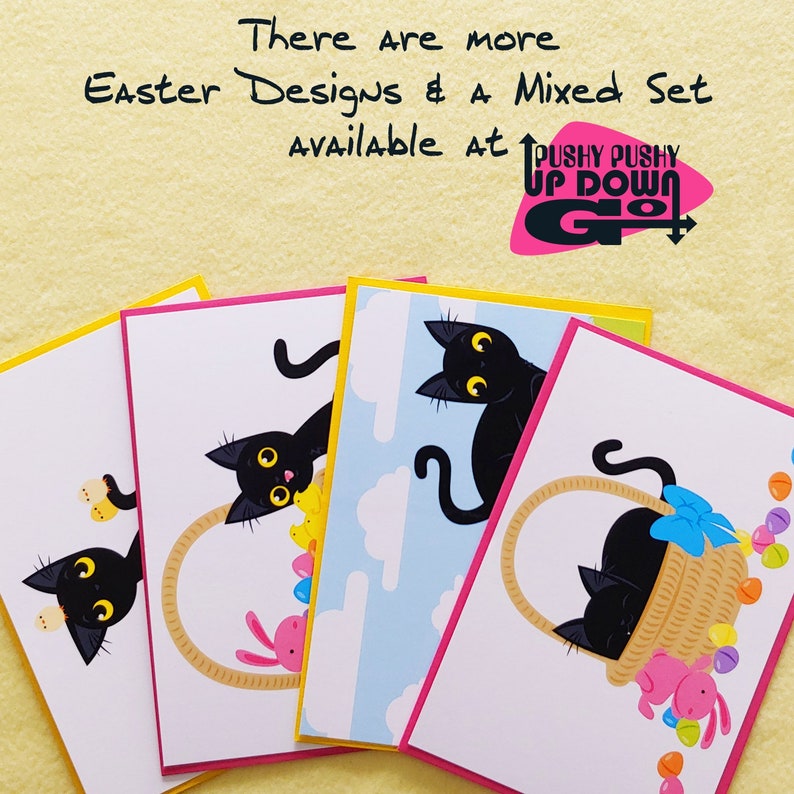 Funny Black Cat with Easter Chicks Cards set of 4 Funny Etsy