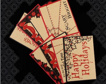 Goth Christmas Quotes Postcards Super Set (set of 8 cards), kraft edition