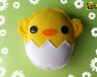 Cute Kawaii Easter Chick in Egg Plushie, Cute Stuffed Spring Chicken, Kawaii Easter Chicken Pillow & Cushion