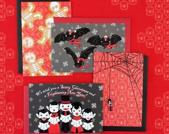 Goth Christmas Postcards (set of 4 cards), style B