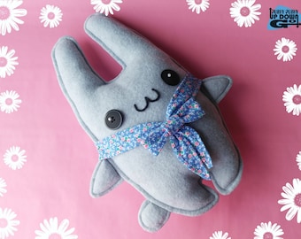 Cute Kawaii Gray Easter Bunny Rabbit Plushie with Bow Scarf, Cute Kawaii Stuffed Bunny Rabbit Doll, Kawaii Bunny Rabbit Pillow & Cushion