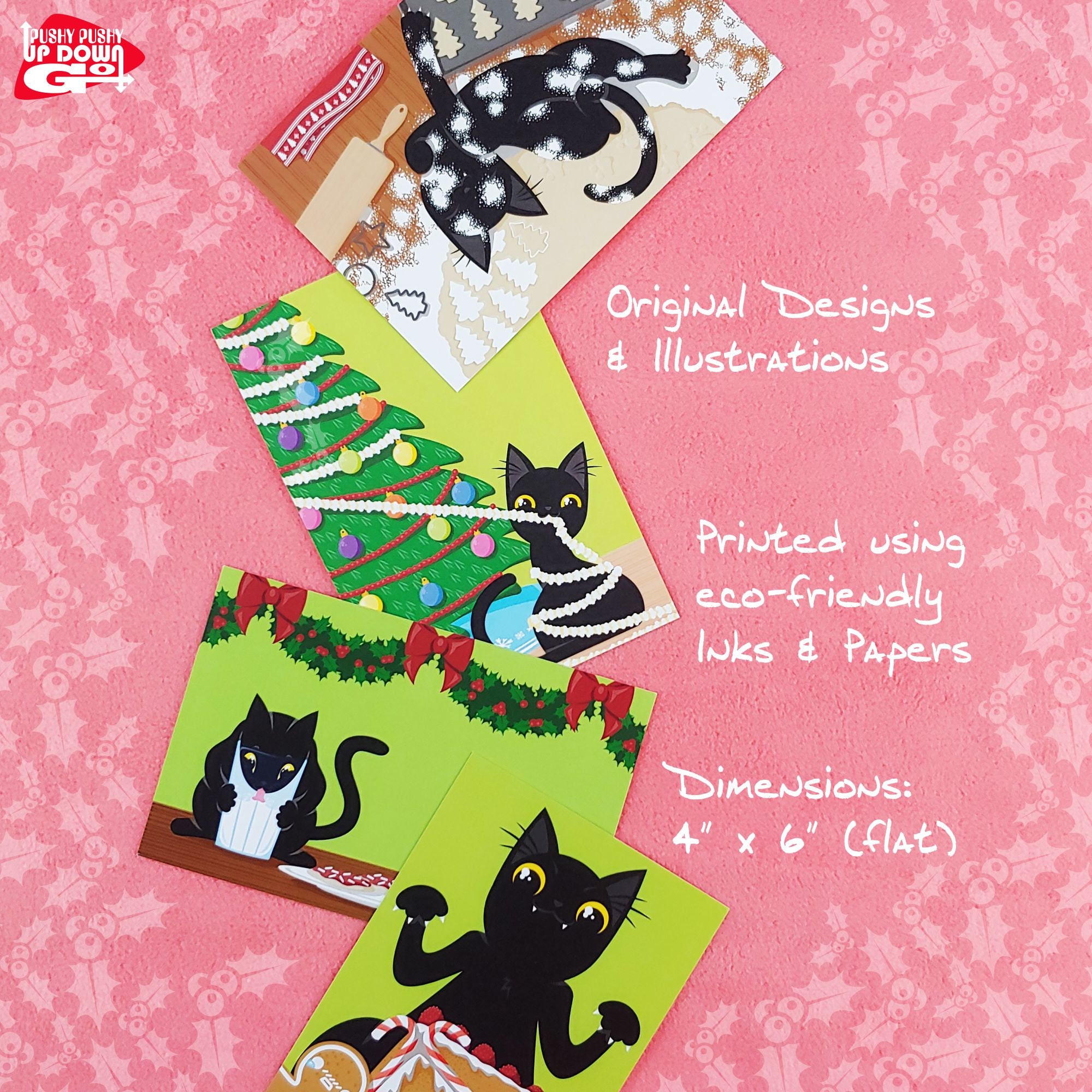 Funny Black Cat Christmas Food Holiday Postcards (set of 4 Cards) - Etsy