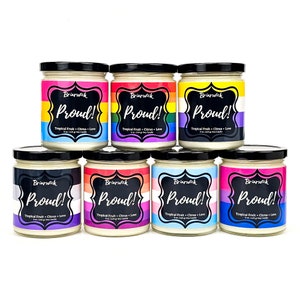 Proud! 8 oz Jar Candles- Special Edition Pride Glass Jar Candles- Soy Vegan Candle