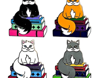 Book Cat Pin- Hard Enamel Pin