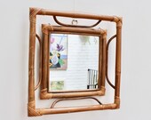 Mid-Century French Indochine-Style Bamboo and Rattan Wall Mirror (circa 1960s)