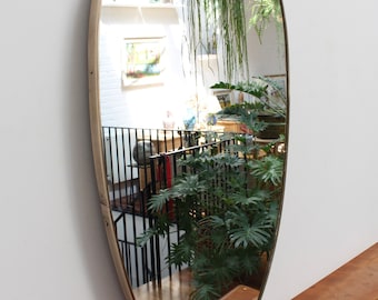Mid-Century Italian Wall Mirror with Brass Frame (circa 1950s)