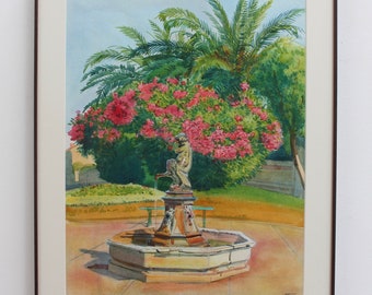 Pink Laurels in the Park - Côtes d'Azur by Tony Minartz (circa 1930s)