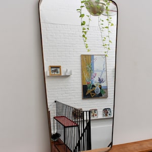 Mid-Century Italian Wall Mirror with Brass Frame (circa 1950s) - Large