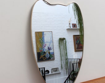 Vintage Italian Wall Mirror with Brass Frame (circa 1950s) - Large