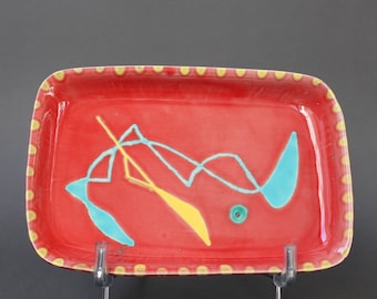 Decorative Ceramic Tray by Charles René Neveux for Cerenne Workshop (circa 1950s)