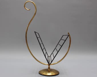 Rare Swan-Shaped Italian Brass Magazine Stand (c. 1950s)