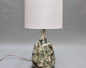 Vintage French Ceramic Lamp with Russian Motif by Jacques Blin (circa 1950s) - Large