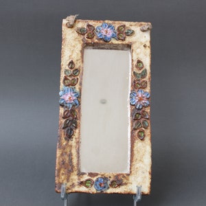 Keramik Wandspiegel mit Blumenmotiv von La Roue (um 1960er Jahre)