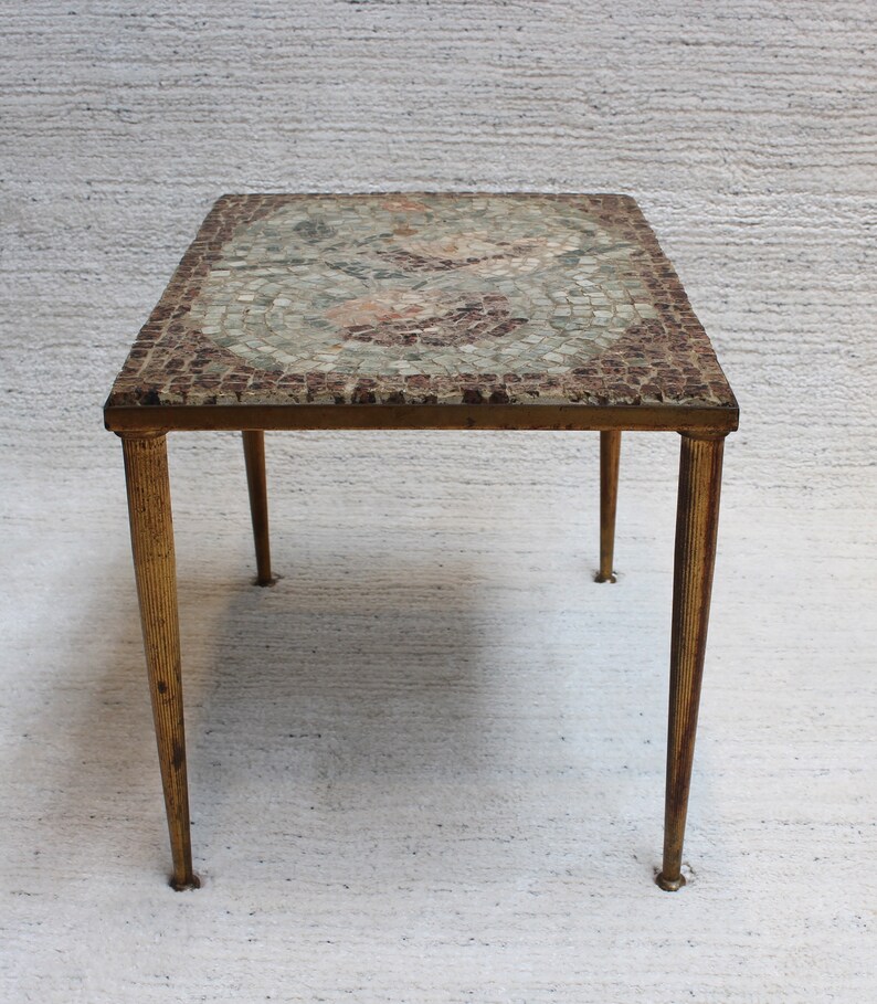 Vintage Low Table with Italian Style Mosaic Top circa 1950s image 3