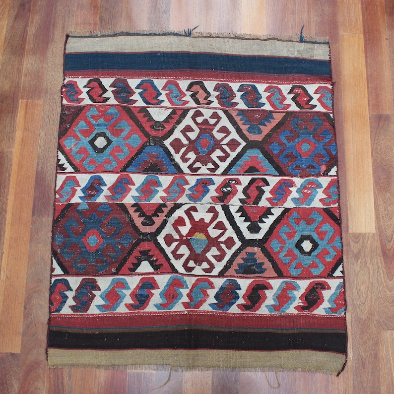 Antique Turkish Kilim Antique Rug c. Early 1900s image 2