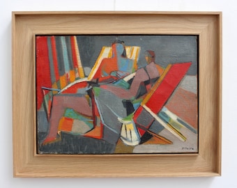 Women in Deckchairs' by Camille Hilaire (circa 1960s)