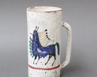 Vintage French Ceramic Decorative Stein by Gustave Reynaud for Le Mûrier Studio (circa 1960s)